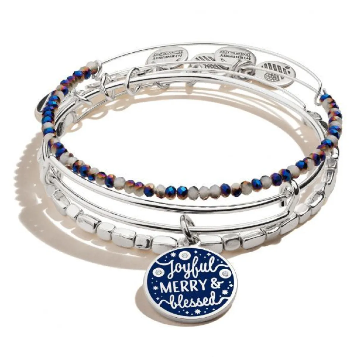 'Joyful, Merry + Blessed' Charm Bangle, Set of 3 sold by Alex and Ani