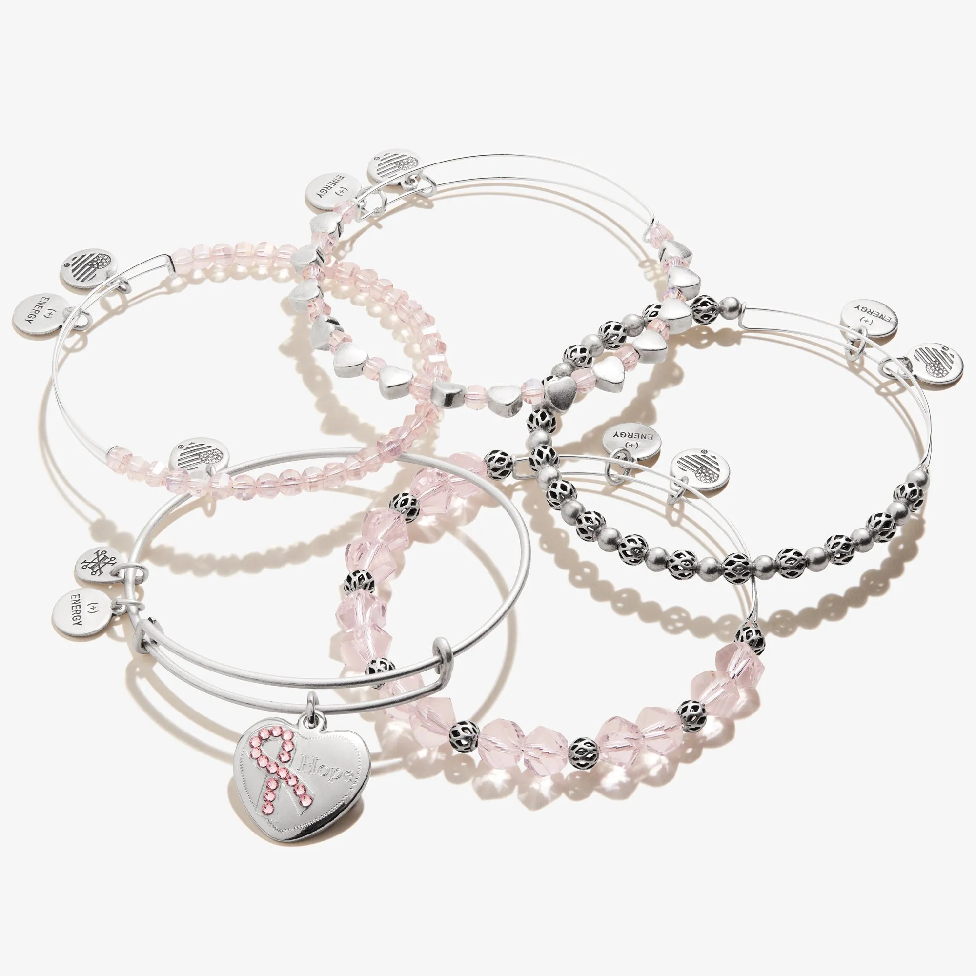 'Hope' Pink Ribbon Charm Bangle, Set of 5 sold by Alex and Ani product image thumbnail 2