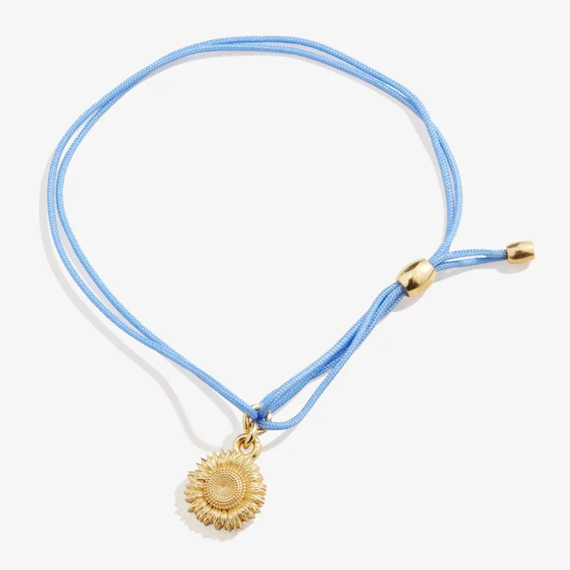Sunflower Charm Pull Chain Blue Cord Bracelet sold by Alex and Ani