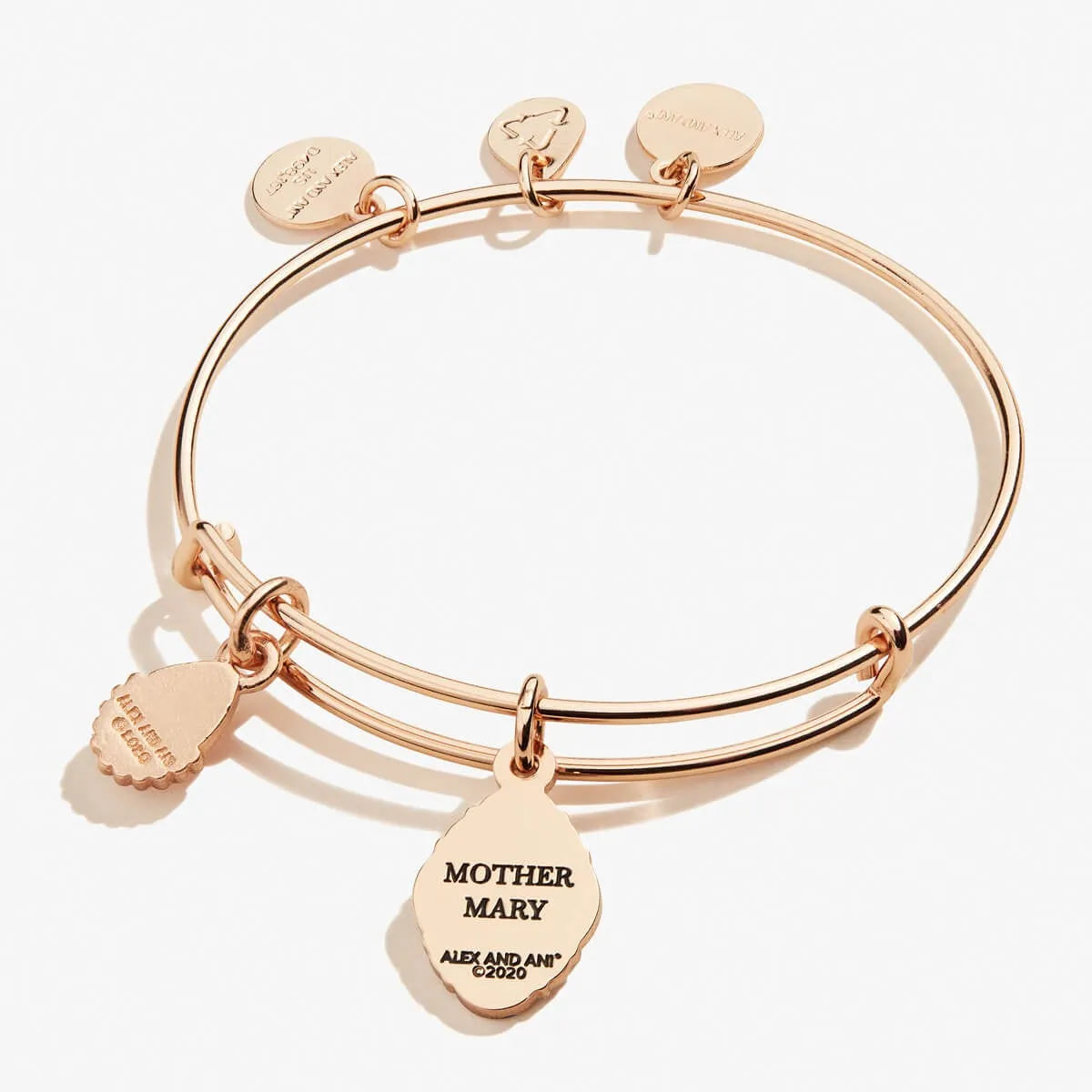 Rose Quartz Gemstone + Mother Mary Duo Charm Bangle sold by Alex and Ani product image thumbnail 2