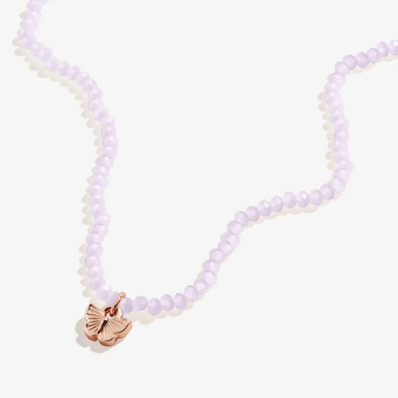 Renewal Butterfly + Pink Bead Necklace, Adjustable sold by Alex and Ani