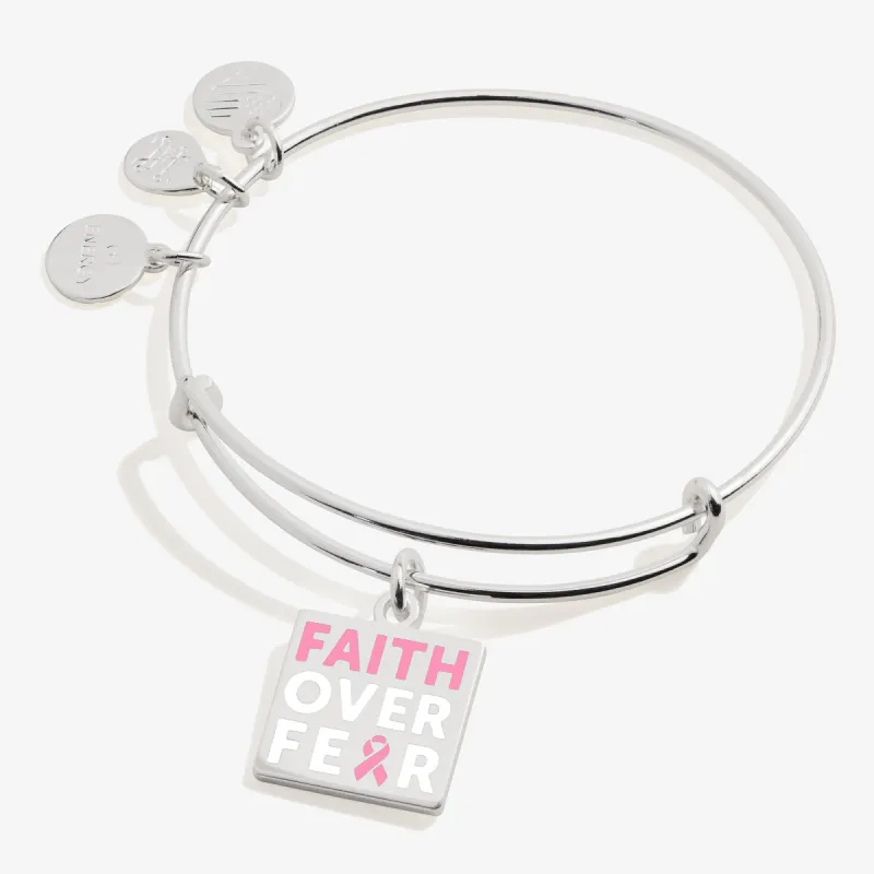'Faith Over Fear' Breast Cancer Awareness Charm Bangle sold by Alex and Ani