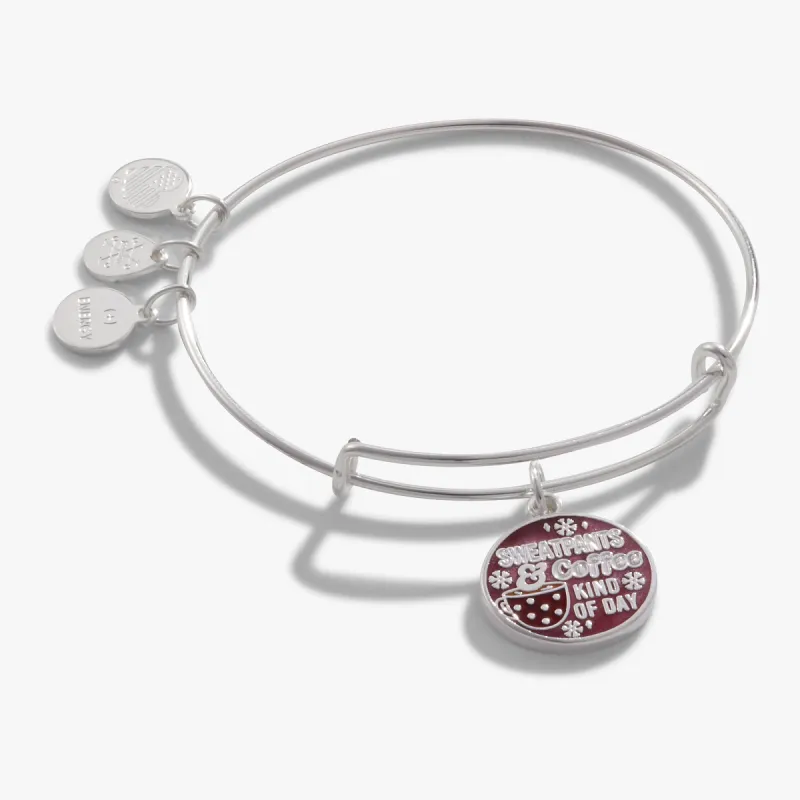 'Sweatpants + Coffee Kind of Day' Charm Bangle Bracelet sold by Alex and Ani