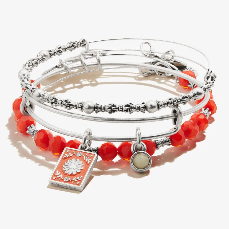 Daisy + Pineapple Jasper Duo Charm Bangle, Set of 3 sold by Alex and Ani