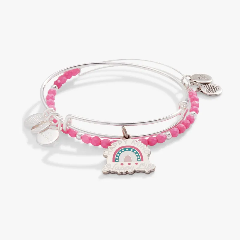 'Happy Mind, Happy Life' Charm Bangle, Set of 2 sold by Alex and Ani