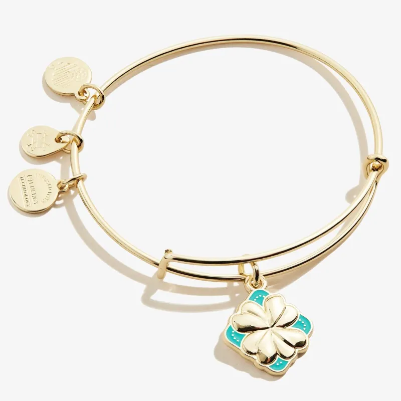 Lucky Clover 'I Am Open To Sweet Serendipity' Charm Bangle sold by Alex and Ani