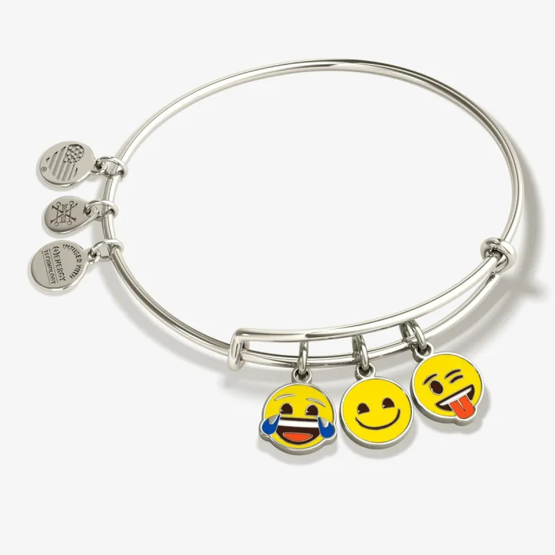Smiley Face Emoji Trio Charm Bangle Bracelet made by Alex and Ani