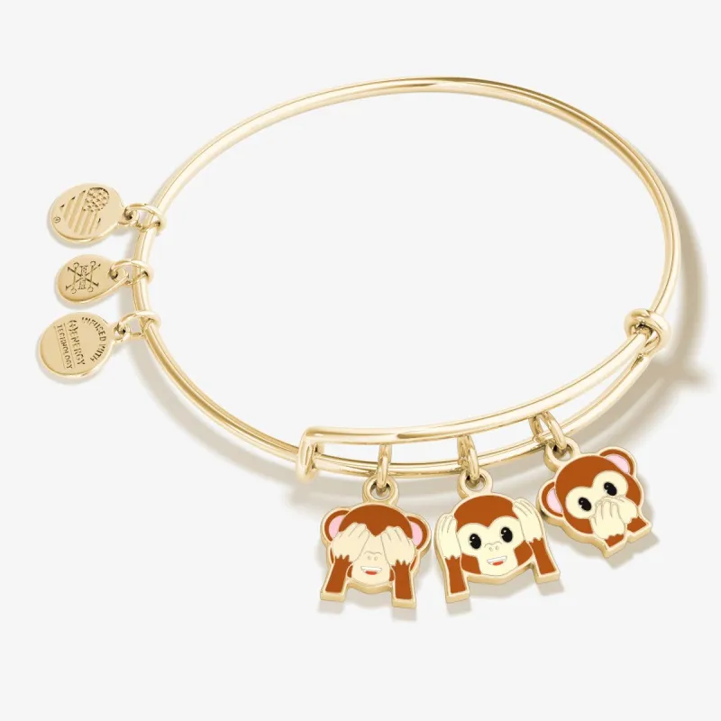 See, Hear, Speak No Evil Monkey Emoji Charm Bangle Bracelet sold by Alex and Ani