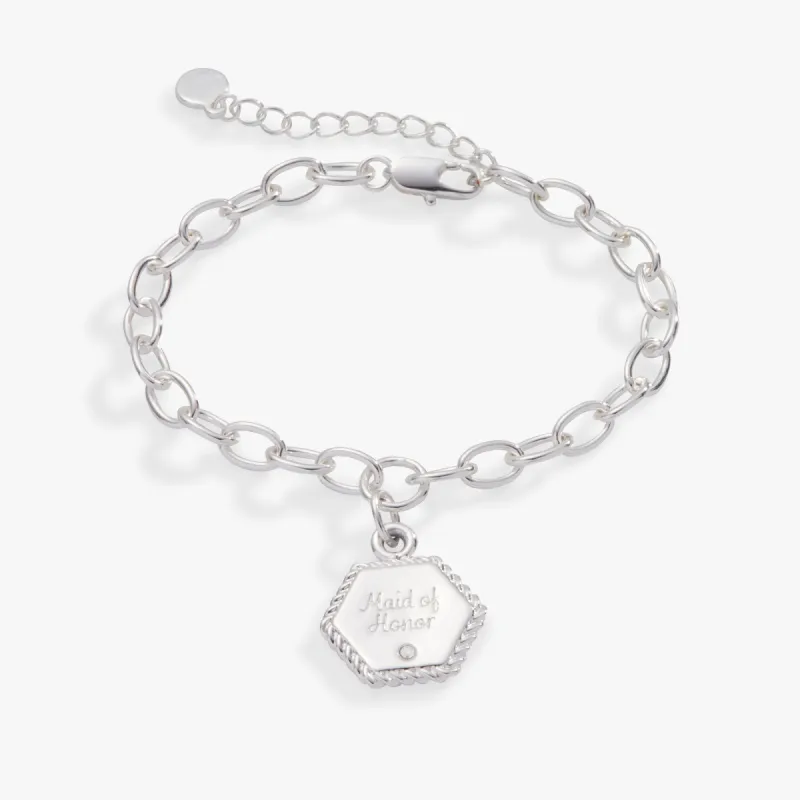 Engravable 'Maid of Honor' Charm Bracelet, Adjustable sold by Alex and Ani