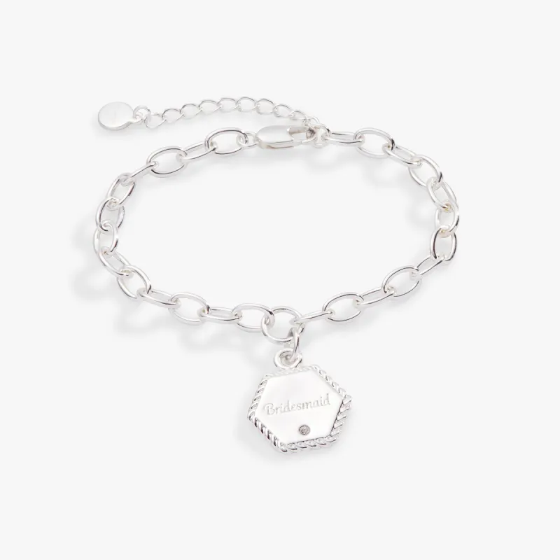 Engravable 'Bridesmaid' Charm Bracelet, Adjustable sold by Alex and Ani