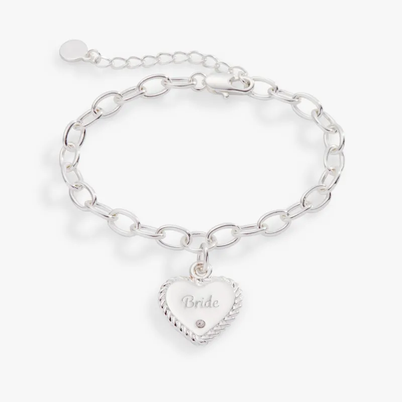 Engravable 'Bride' Heart Charm Bracelet, Adjustable sold by Alex and Ani