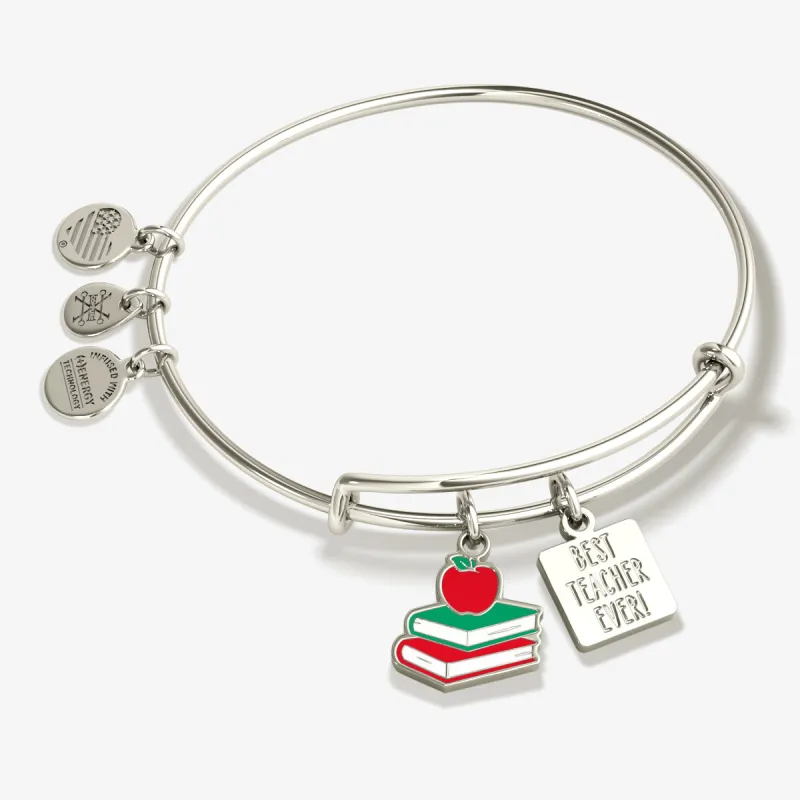 'Best Teacher Ever' Charm Bangle Bracelet made by Alex and Ani