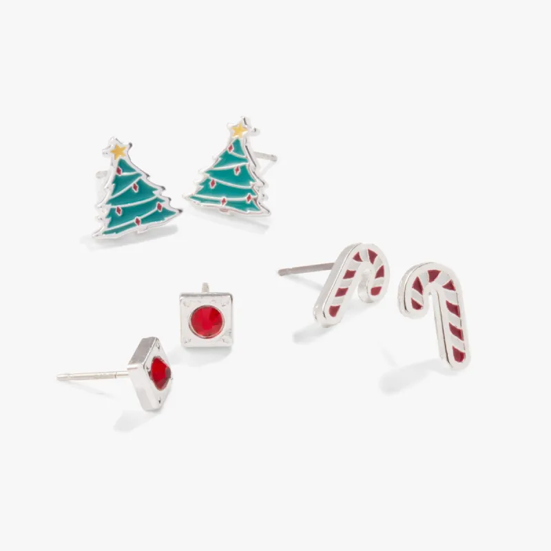 Holiday Cheer + Ruby Stud Earrings, Set of 3 sold by Alex and Ani