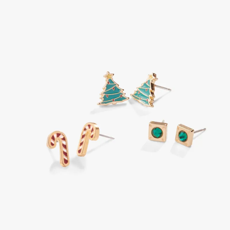 Holiday Cheer + Emerald Stud Earrings, Set of 3 sold by Alex and Ani