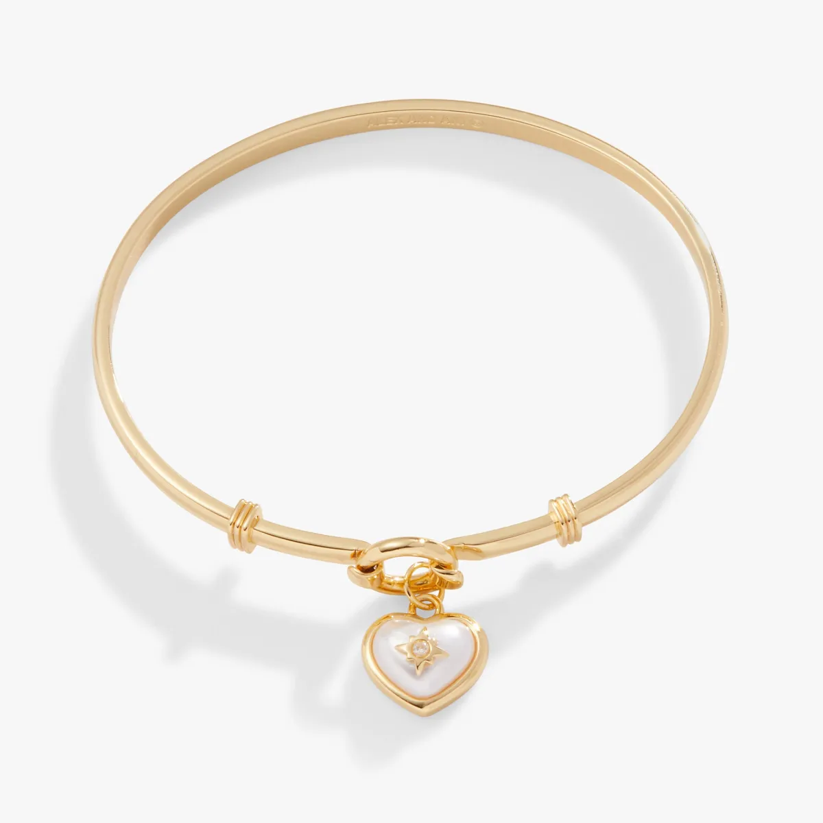 Pearl Heart + Crystal Charm Clip Bangle sold by Alex and Ani