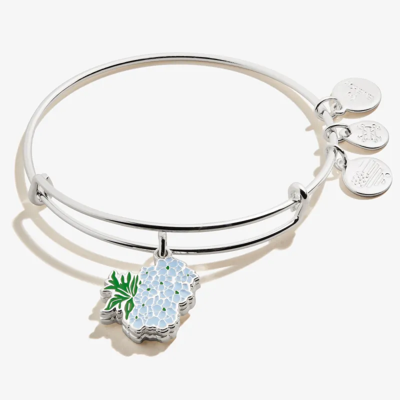 Delphinium Flower Mantra Charm Bangle sold by Alex and Ani