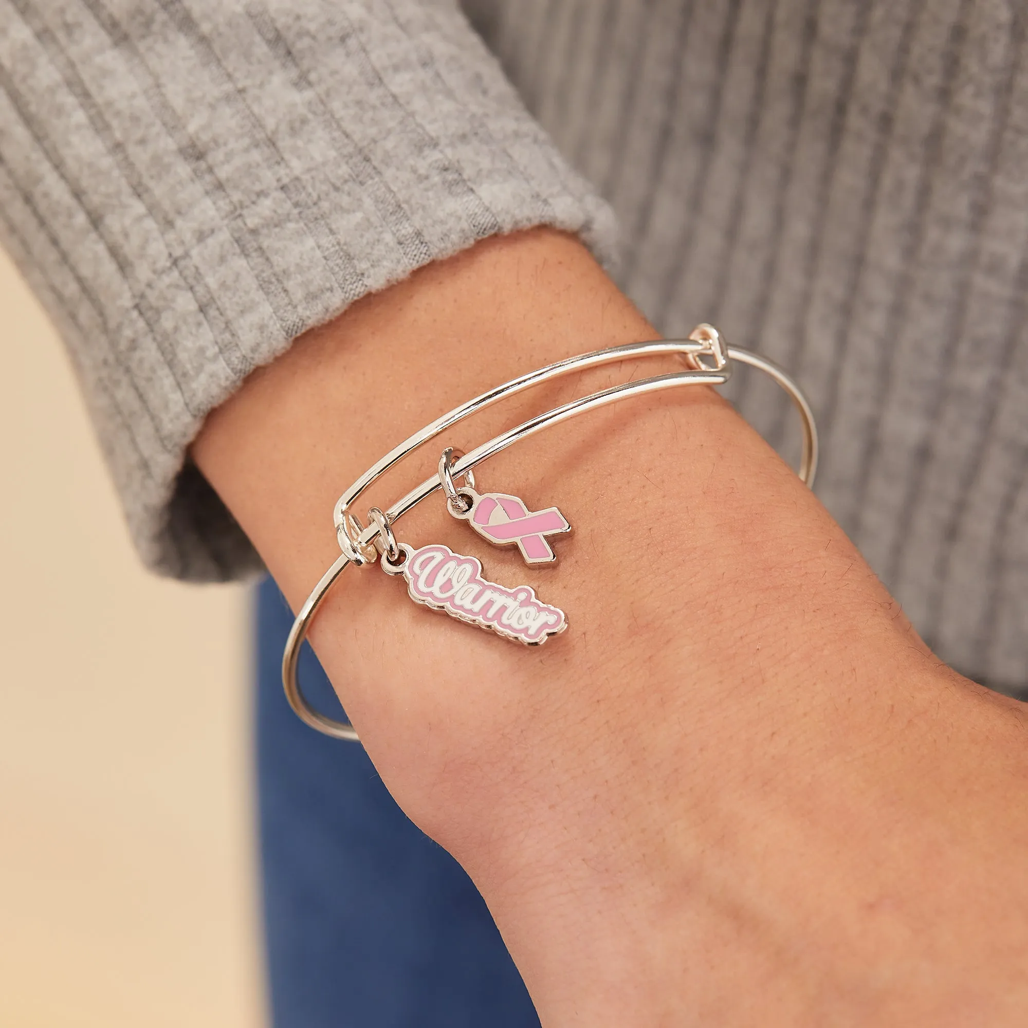 Warrior + Pink Ribbon Duo Charm Bangle sold by Alex and Ani product image thumbnail 2