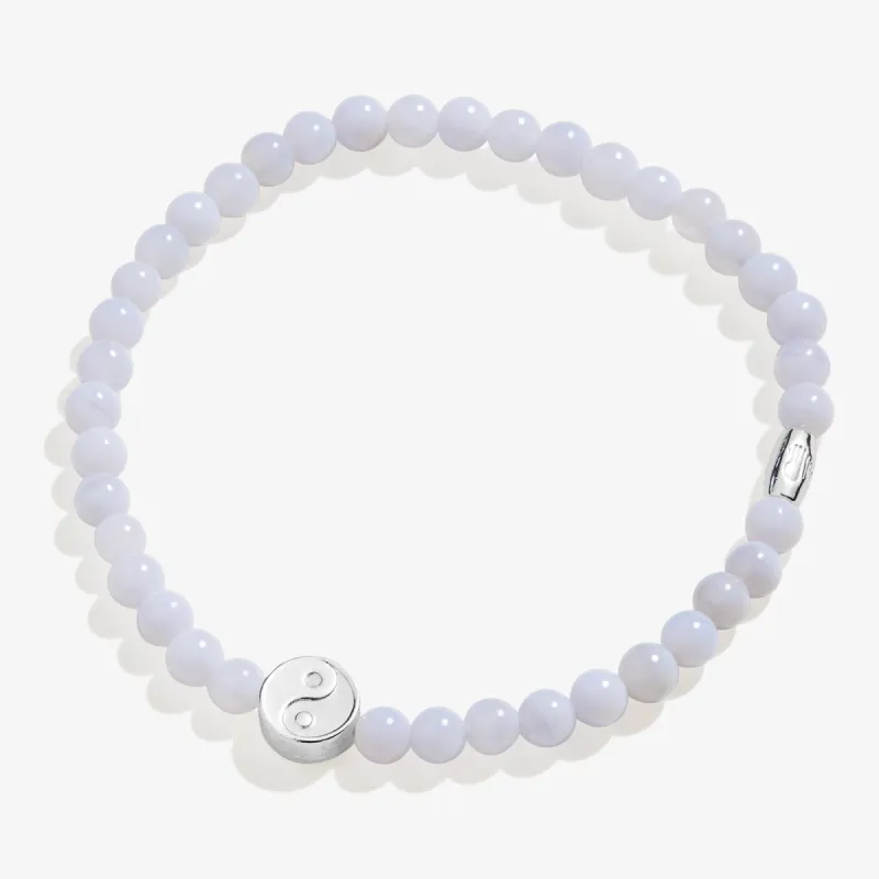 Yin Yang Blue Lace Agate Stretch Bracelet for Balance sold by Alex and Ani