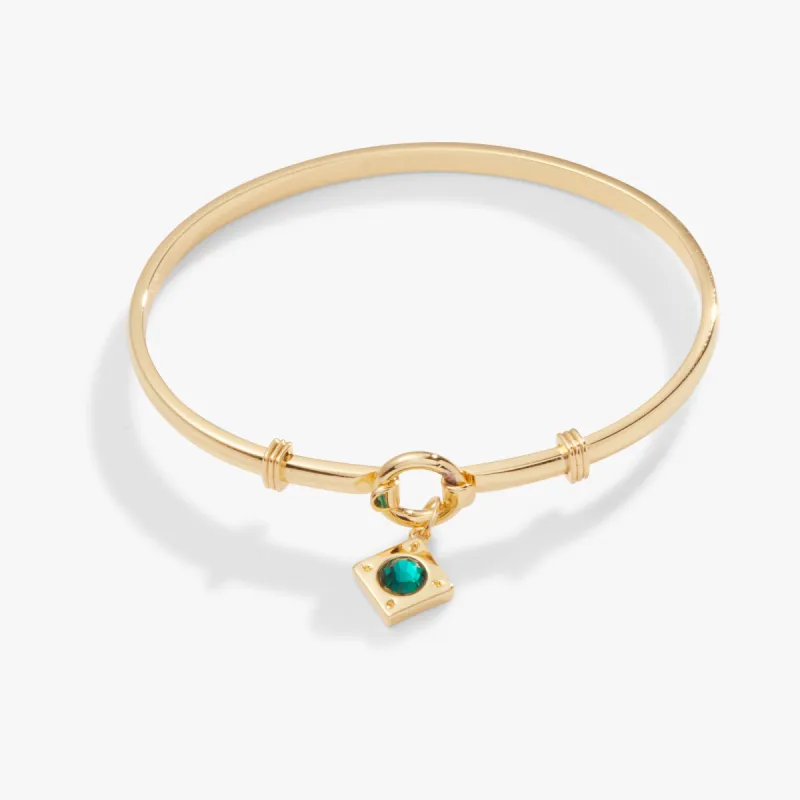 Crystal Charm Clip Bangle, Emerald sold by Alex and Ani