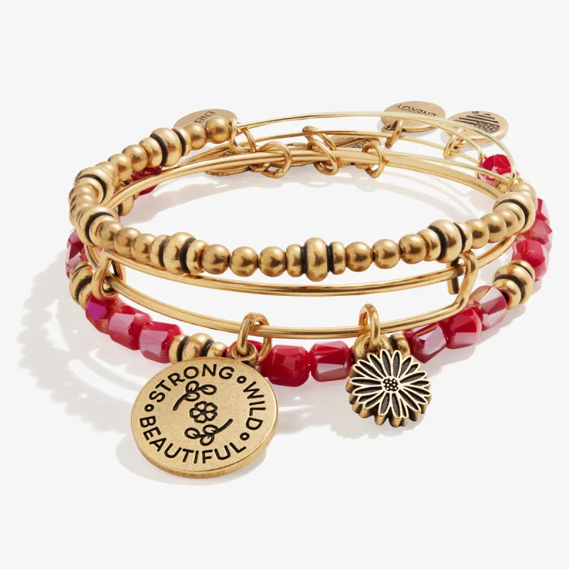 'Strong, Wild, Beautiful' Charm Bangles, Set of 3 sold by Alex and Ani