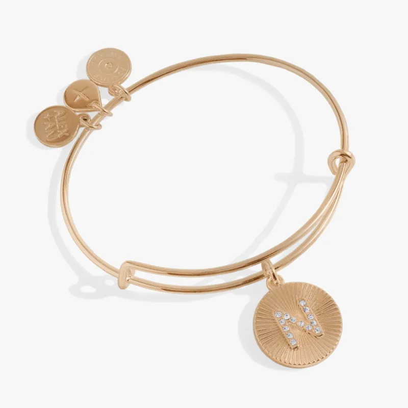 Initial N Pave Starburst Texture Bangle sold by Alex and Ani