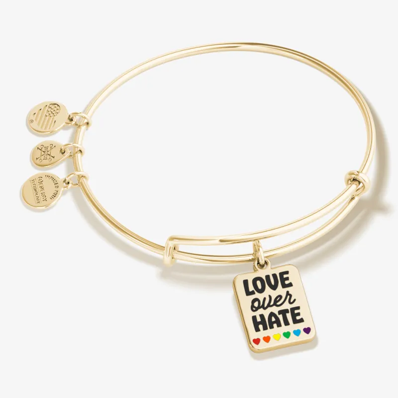 'Love Over Hate' Rainbow Heart Charm Bangle sold by Alex and Ani