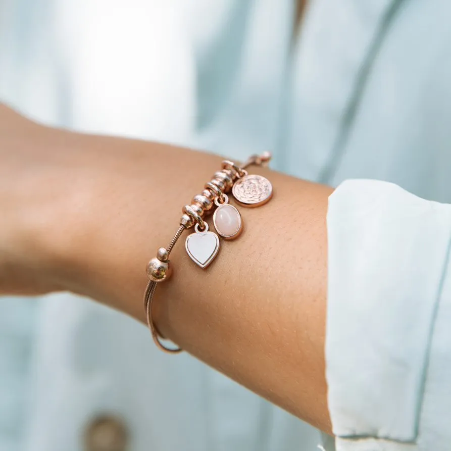 Heart + Rose Quartz Gemstone Multi-Charm Bracelet sold by Alex and Ani product image thumbnail 2