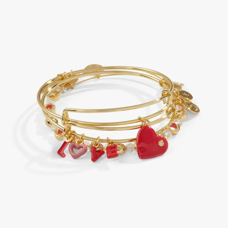 'LOVE' Charm Bangle, Set of 3 sold by Alex and Ani
