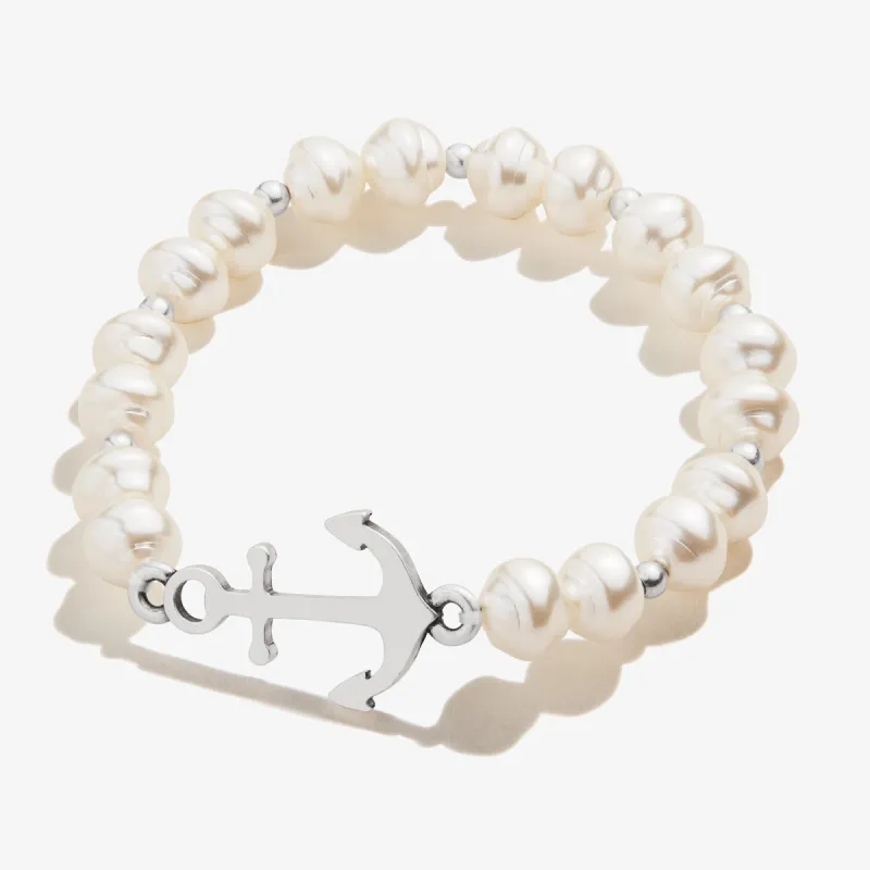 Pearl + Anchor Beaded Stretch Bracelet sold by Alex and Ani