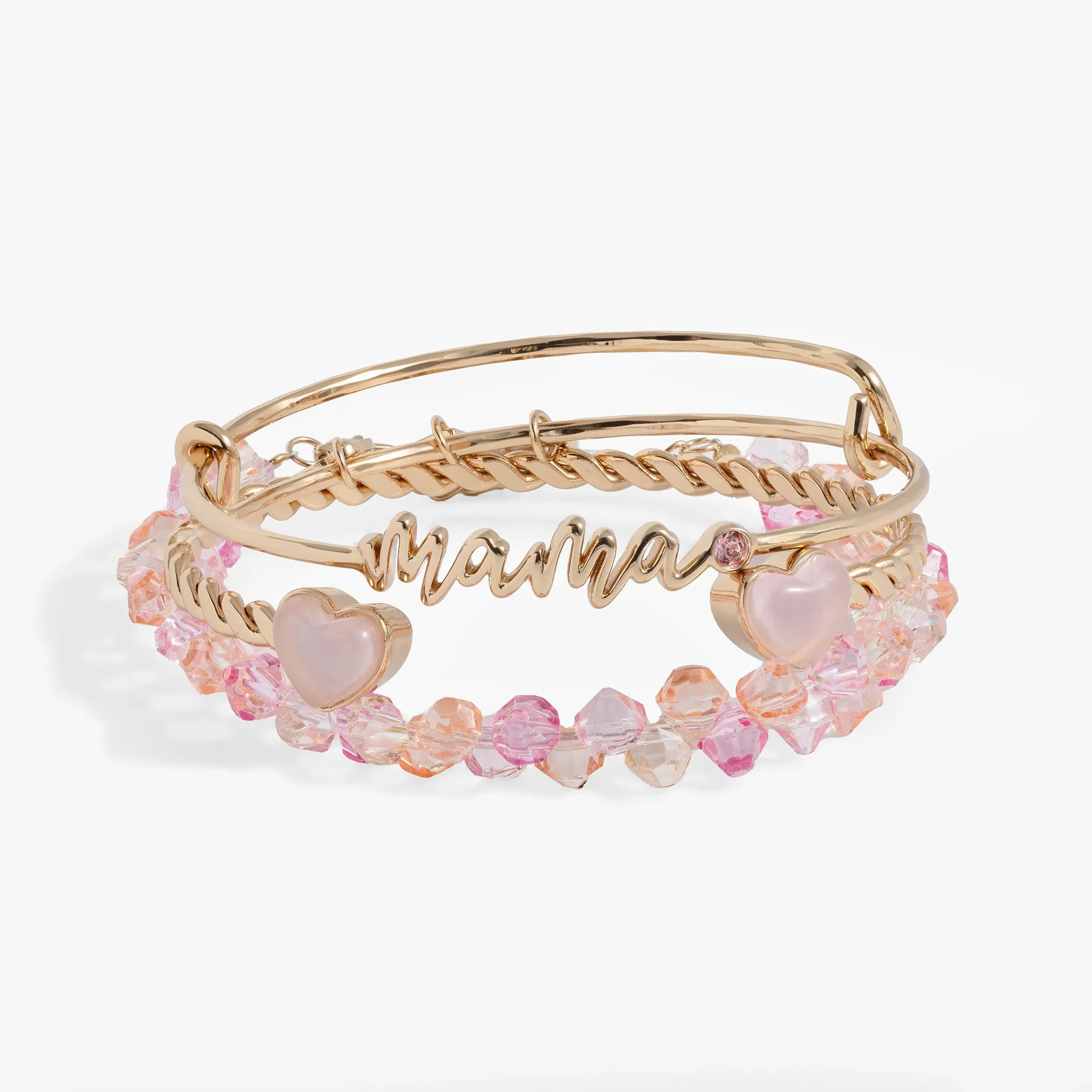 'Mama' Pink Beaded Bangle Set of 3 sold by Alex and Ani