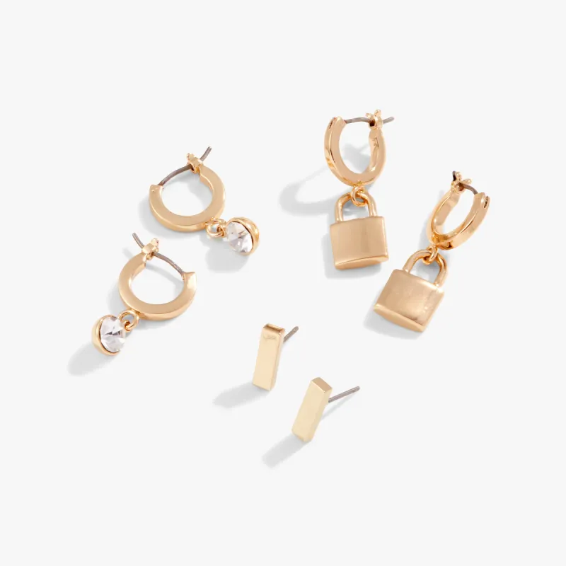 Lock + Crystal Earrings, Set of 3 sold by Alex and Ani
