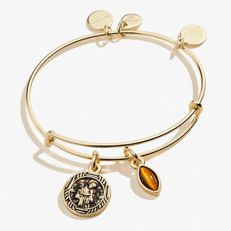 Tiger's Eye Gemstone + Saint Anthony Duo Charm Bangle sold by Alex and Ani