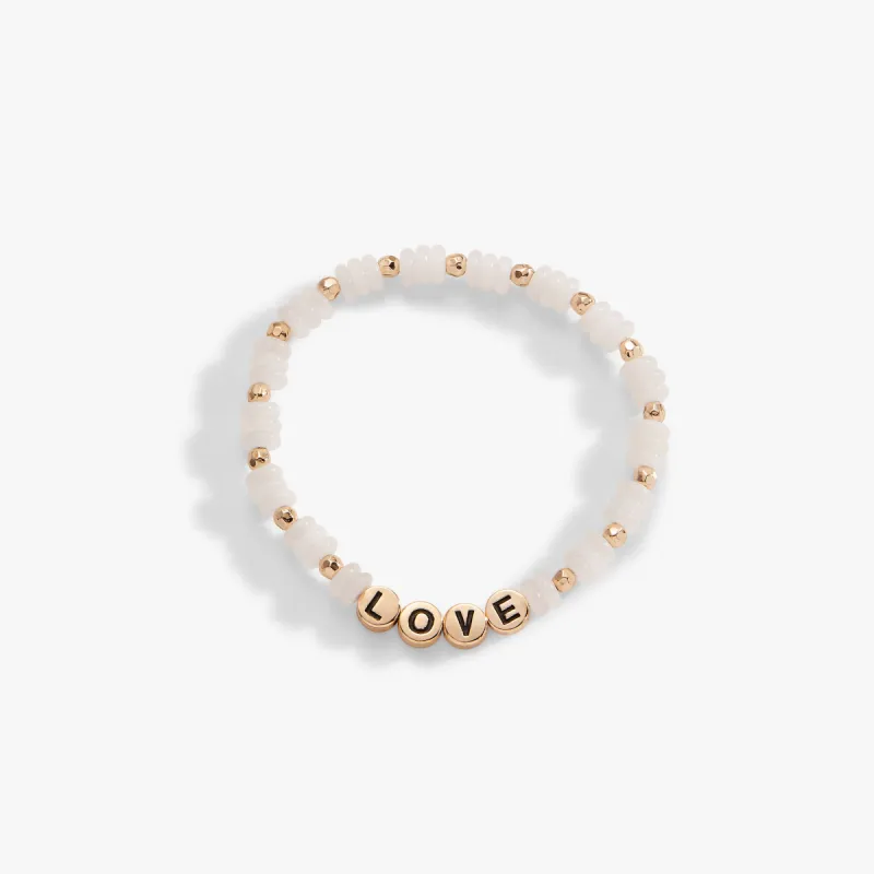 'Love' White Jade Stretch Bracelet sold by Alex and Ani