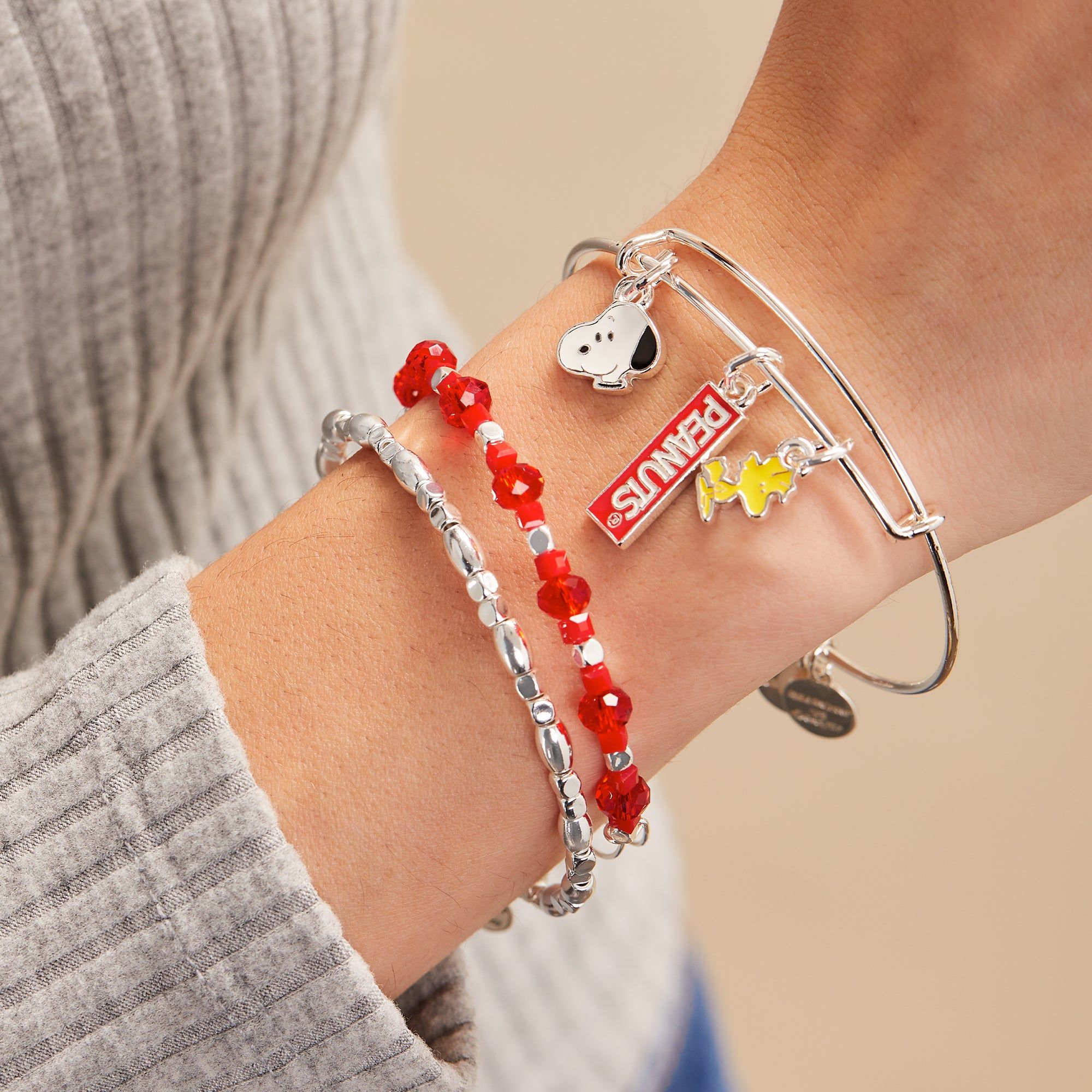 PEANUTS™ Snoopy + Woodstock Charm Bangles, Set of 3 sold by Alex and Ani product image thumbnail 3