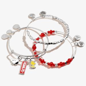 PEANUTS™ Snoopy + Woodstock Charm Bangles, Set of 3 sold by Alex and Ani
