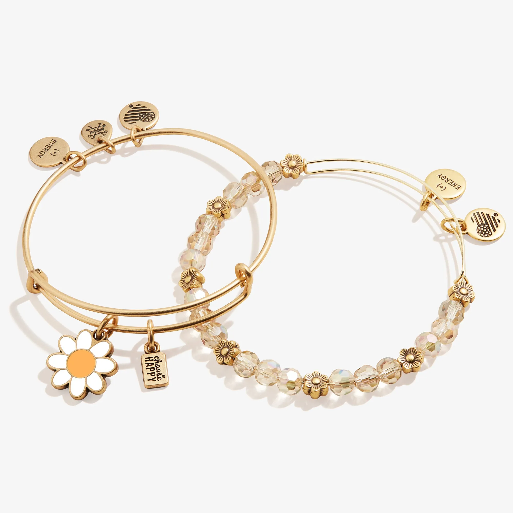 'Choose Happy' Daisy Charm Bangles, Set of 2 sold by Alex and Ani product image thumbnail 2