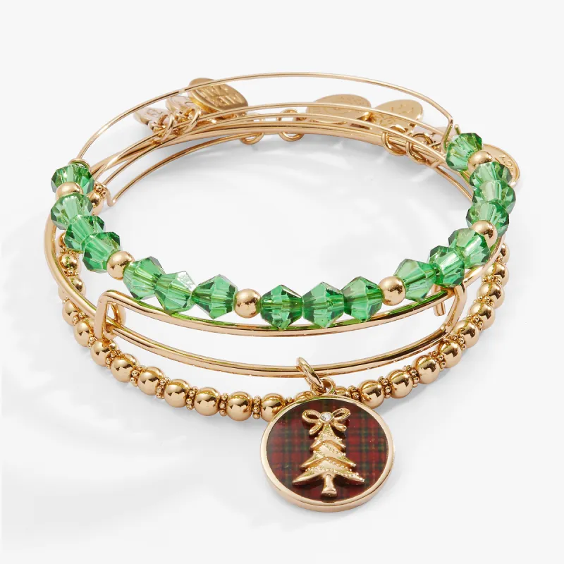 Tartan Christmas Tree Bangle, Set of 3 sold by Alex and Ani