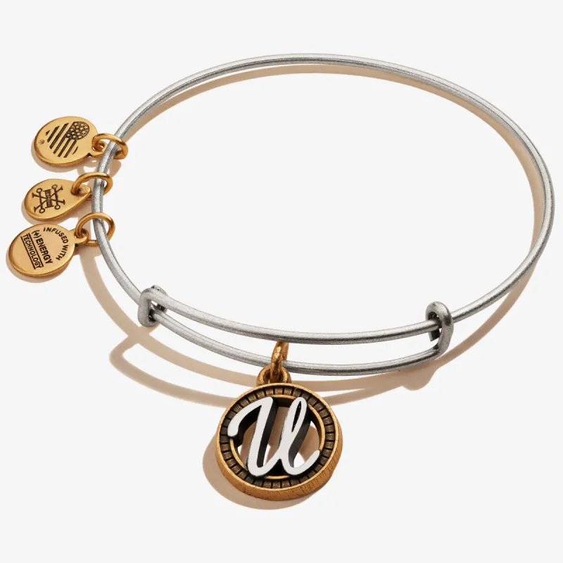 Initial U Charm Bangle, Two-Tone sold by Alex and Ani