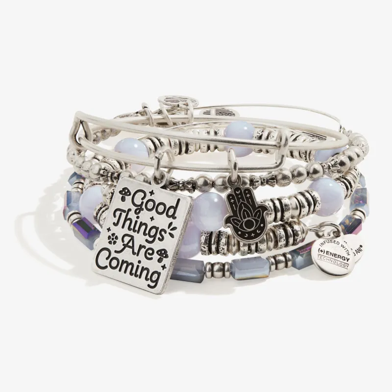 'Good Things Are Coming' Charm Bangles, Set of 4 sold by Alex and Ani