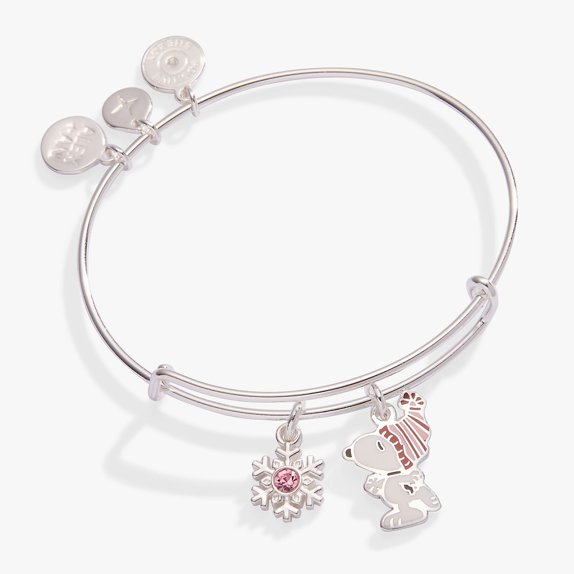PEANUTS™ Snoopy Holiday Snowflake Duo Charm Bangle sold by Alex and Ani