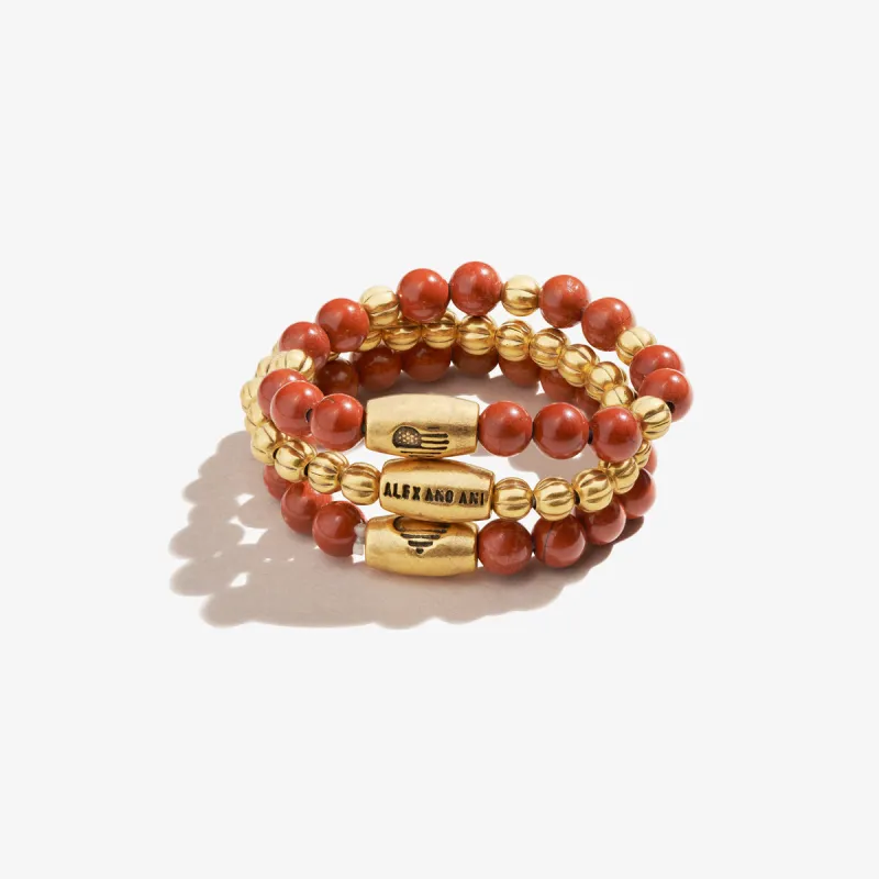 Red Jasper Gemstone Stretch Rings, Set of 3 sold by Alex and Ani