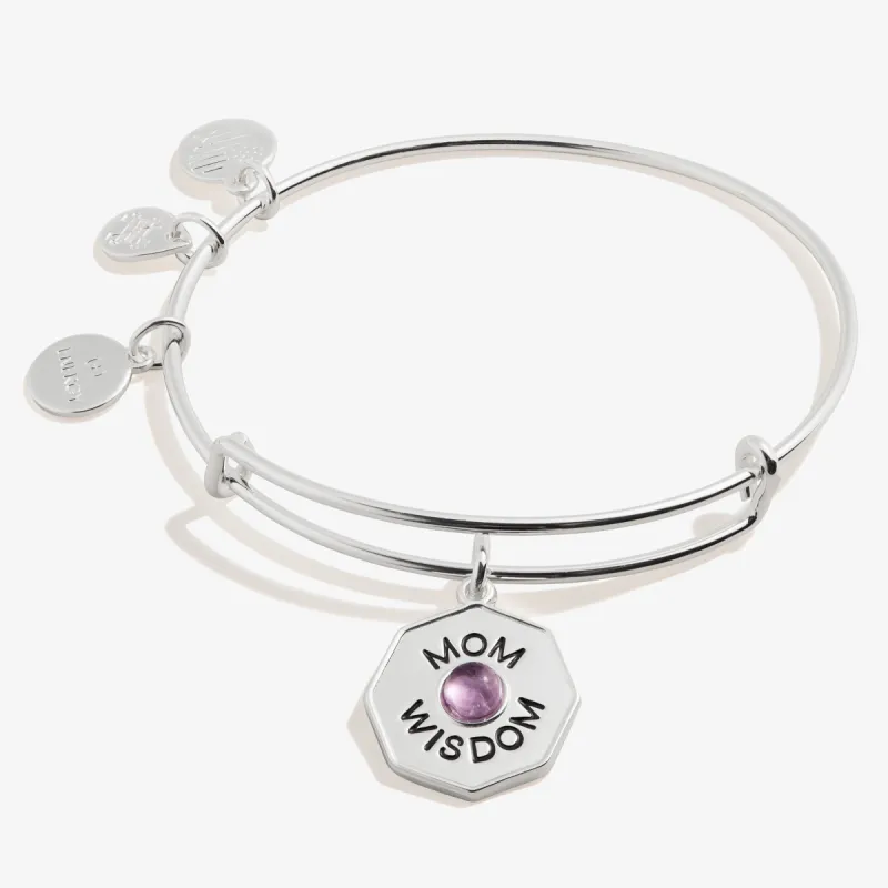'Mom, Wisdom' Amethyst Charm Bangle Bracelet sold by Alex and Ani