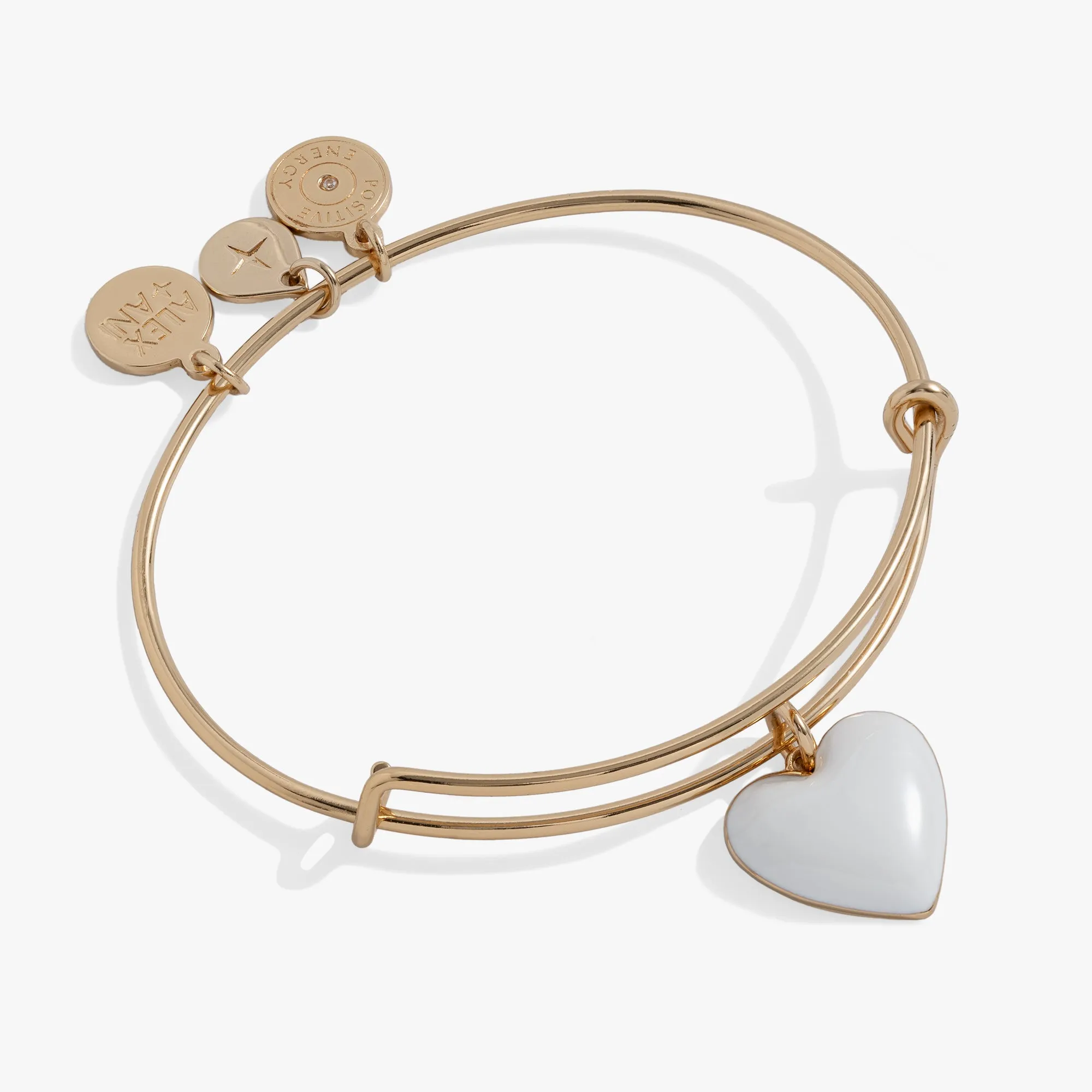 White Enamel Heart Charm Bangle sold by Alex and Ani
