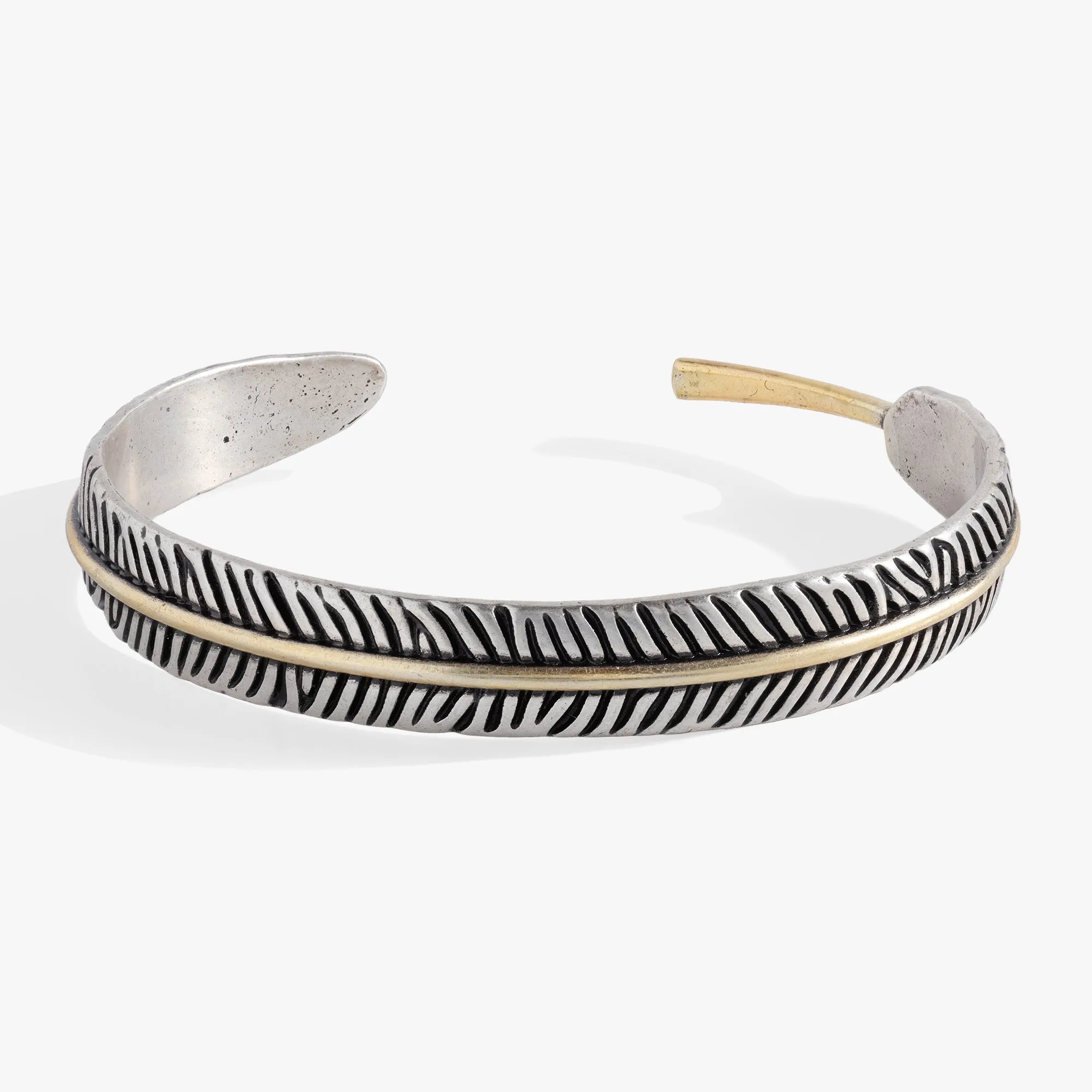 Two-Tone Feather Cuff Bracelet sold by Alex and Ani
