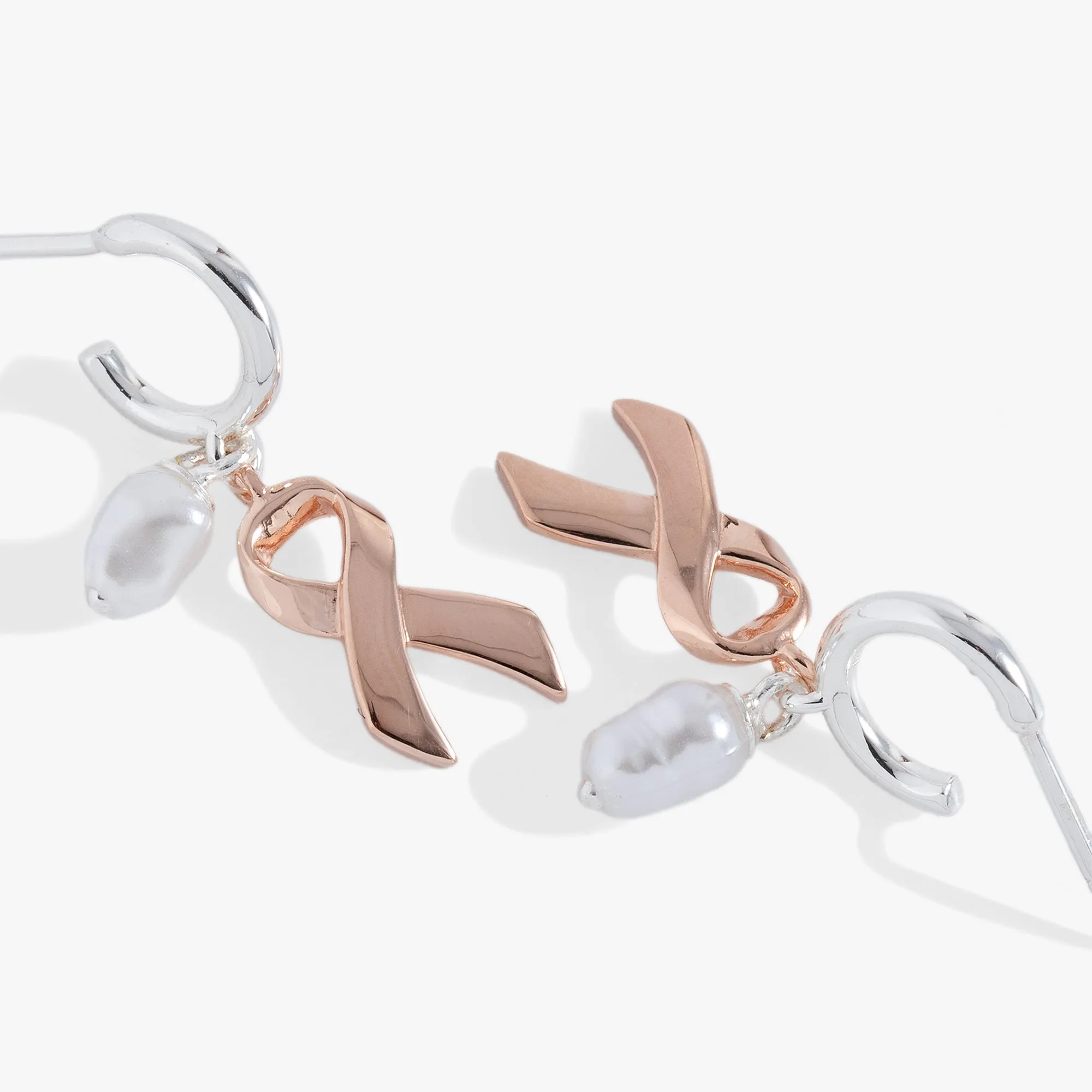 Breast Cancer Awareness Pink Ribbon Huggie Hoop Earrings sold by Alex and Ani product image thumbnail 2