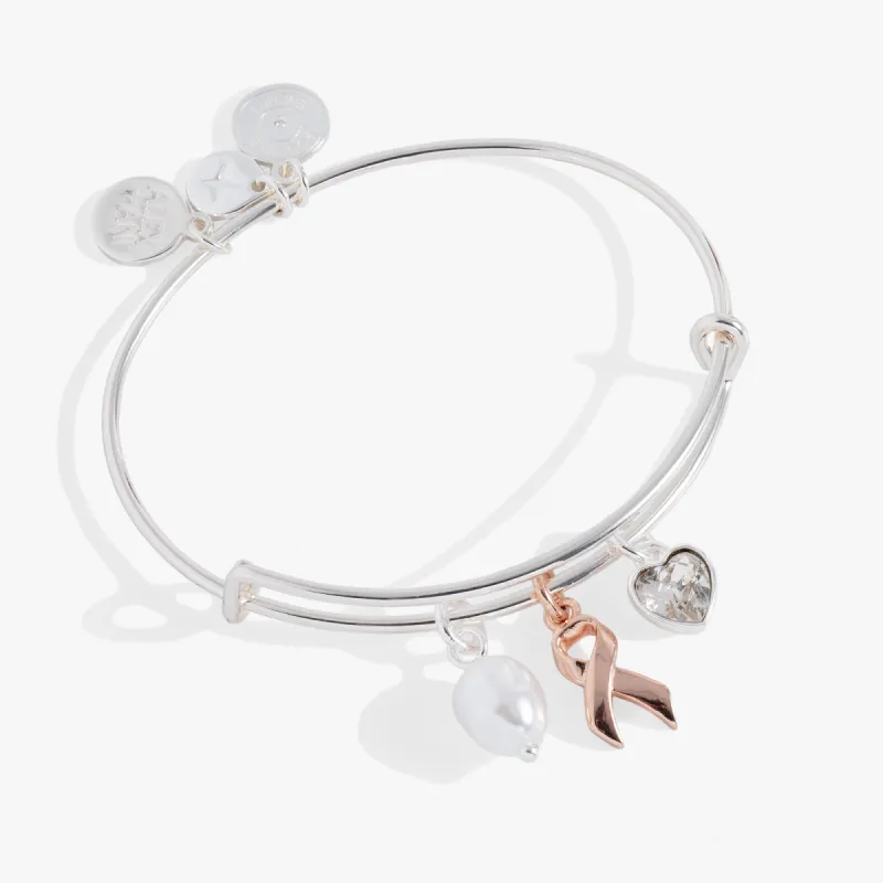Breast Cancer Awareness Triple Charm Bangle sold by Alex and Ani