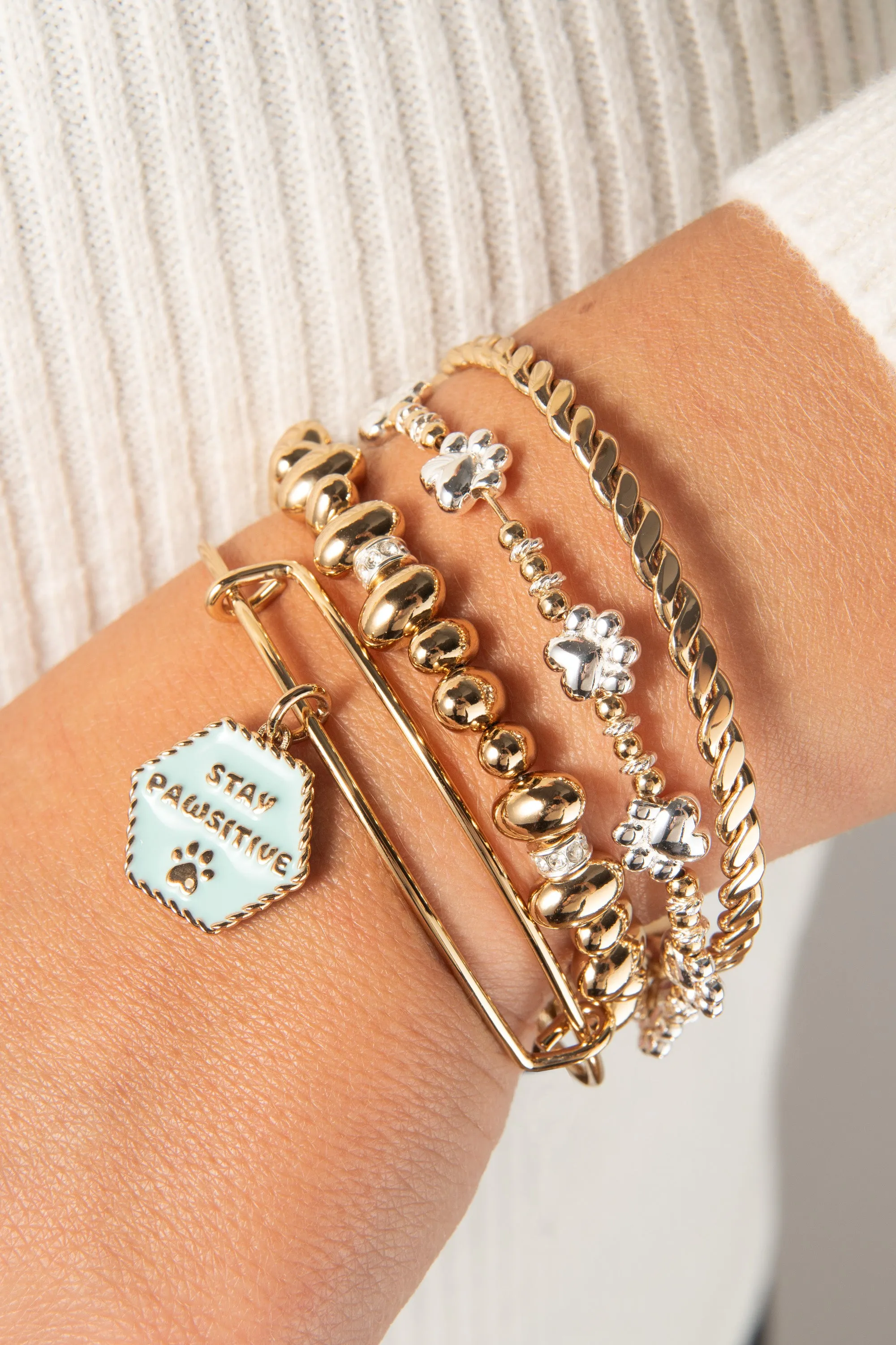 Dog 'Stay Pawsitive' Bangle sold by Alex and Ani product image thumbnail 3