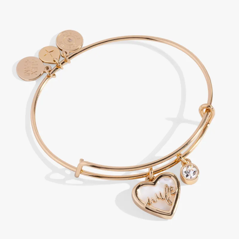 Wife Mother of Pearl Heart Bangle sold by Alex and Ani