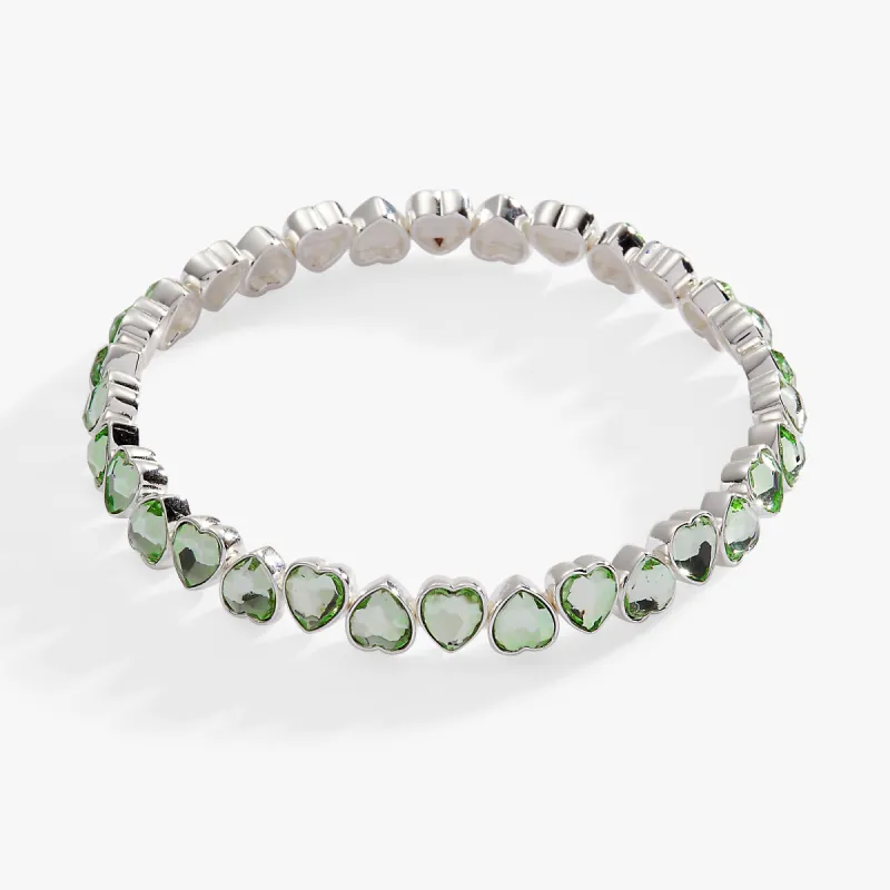Green Crystal Heart Stretch Bracelet sold by Alex and Ani
