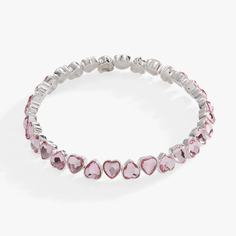 Pink Crystal Heart Stretch Bracelet sold by Alex and Ani